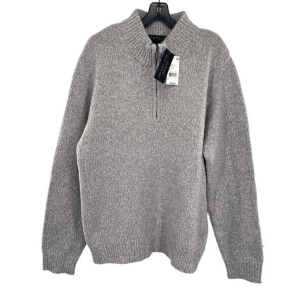 Bloomingdale’s Mens Merino Wool Quarter Zip Knit Sweater Size XL